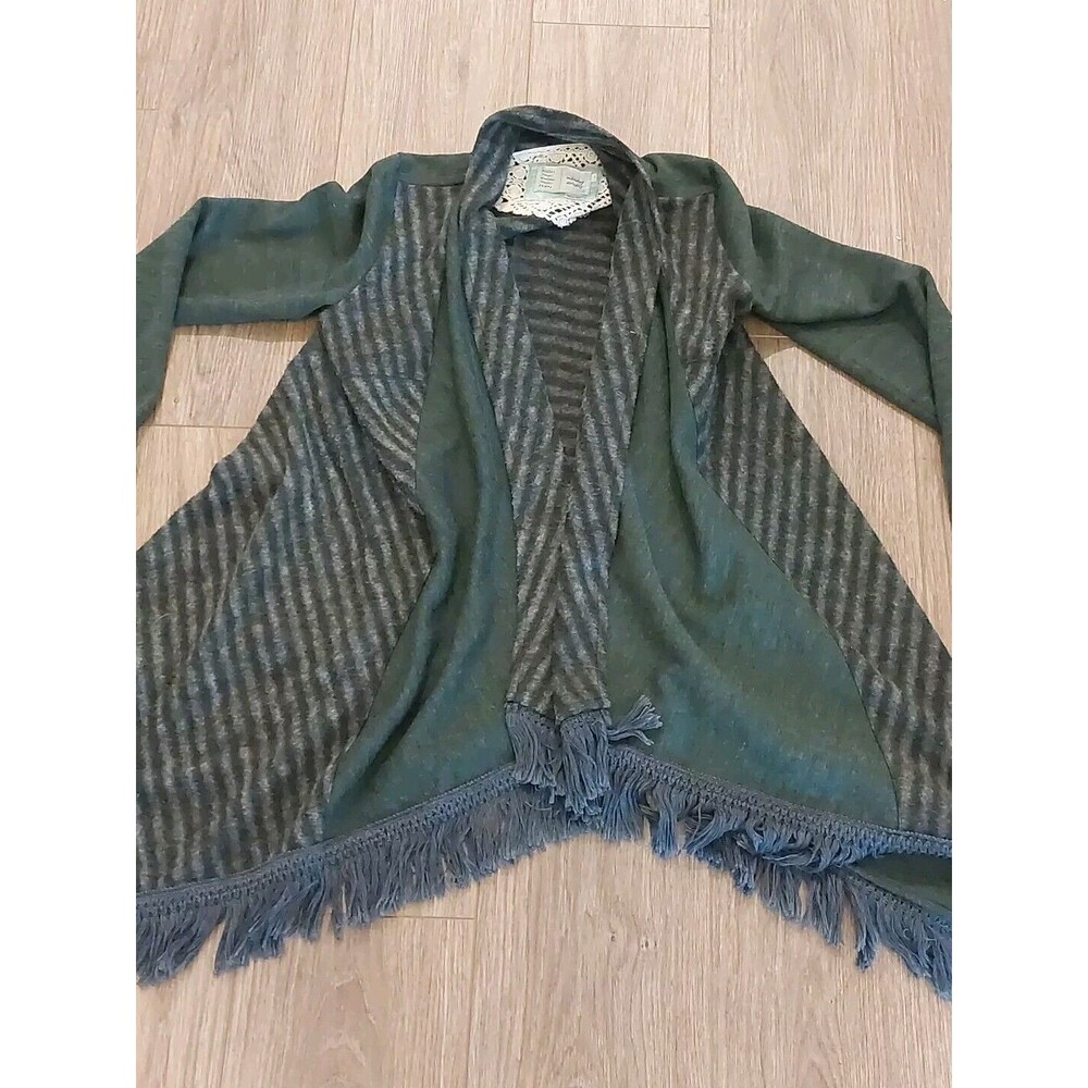 Green Saturday Sunday Anthropologie Casadi Boho Open Loose Sweater Size Xs